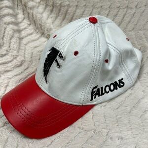 Vintage Logo Athletic Atlanta Falcons LEATHER hat buckle back, 90's, White /red